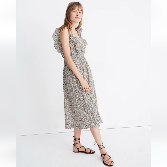 Madewell Ruffle-Strap Square-Neck Midi Dress in Fieldwalk Floral - Picture 2 of 6